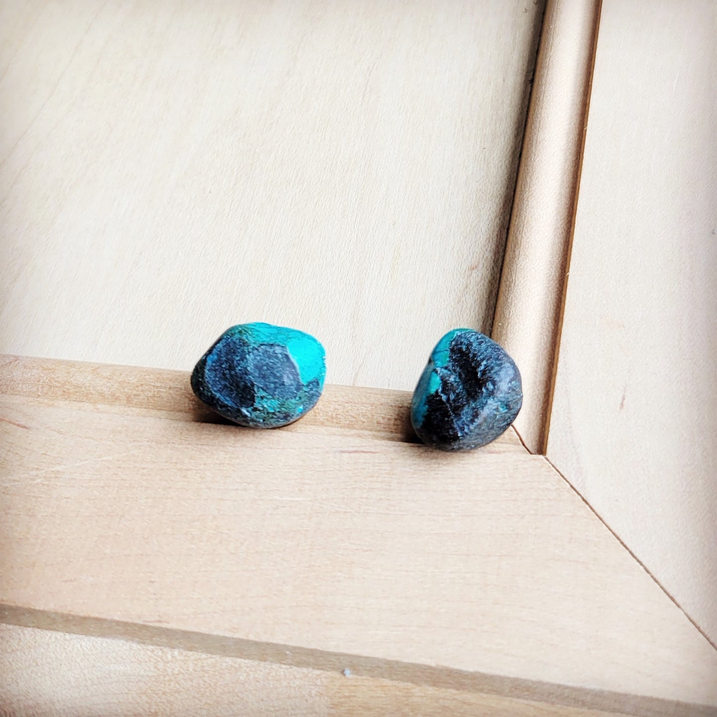 Natural Green Turquoise Stud Earrings 205g