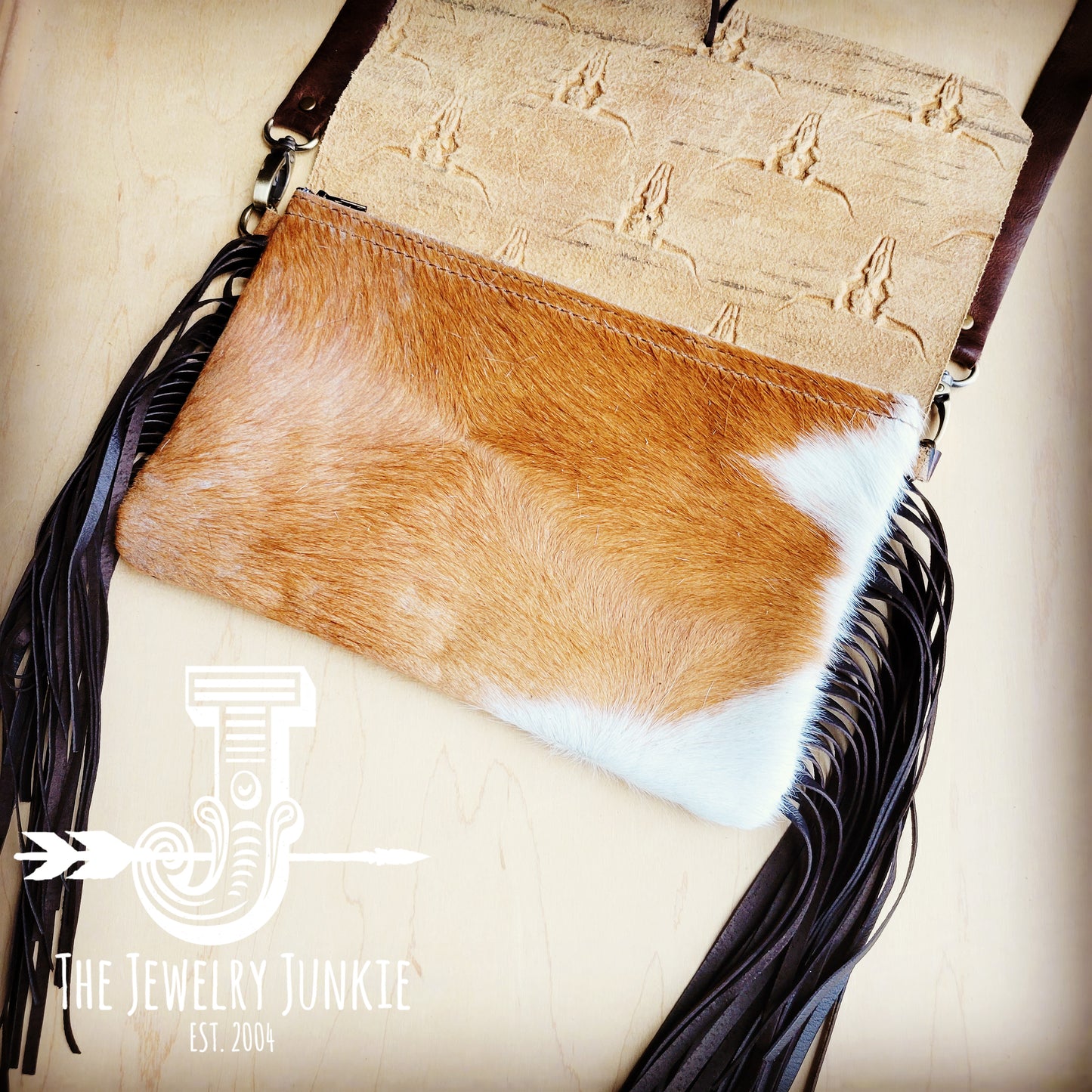*Hair on Hide Clutch Handbag w/ Tan Steer Flap 513c