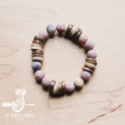 Frosted Marble Jasper and Wood Stretch Bracelet