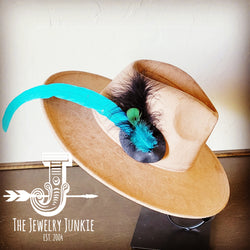 Boho Western Hat w/ Feather Tie Hat Band-Tan 982s
