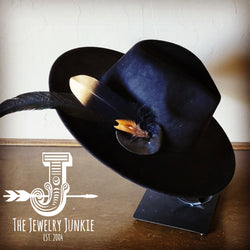 Boho Western Hat w/ Feather Tie Hat Band-Black 982p
