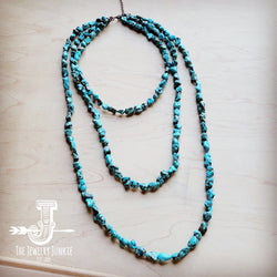 Genuine Blue Turquoise Triple Strand Necklace 259h