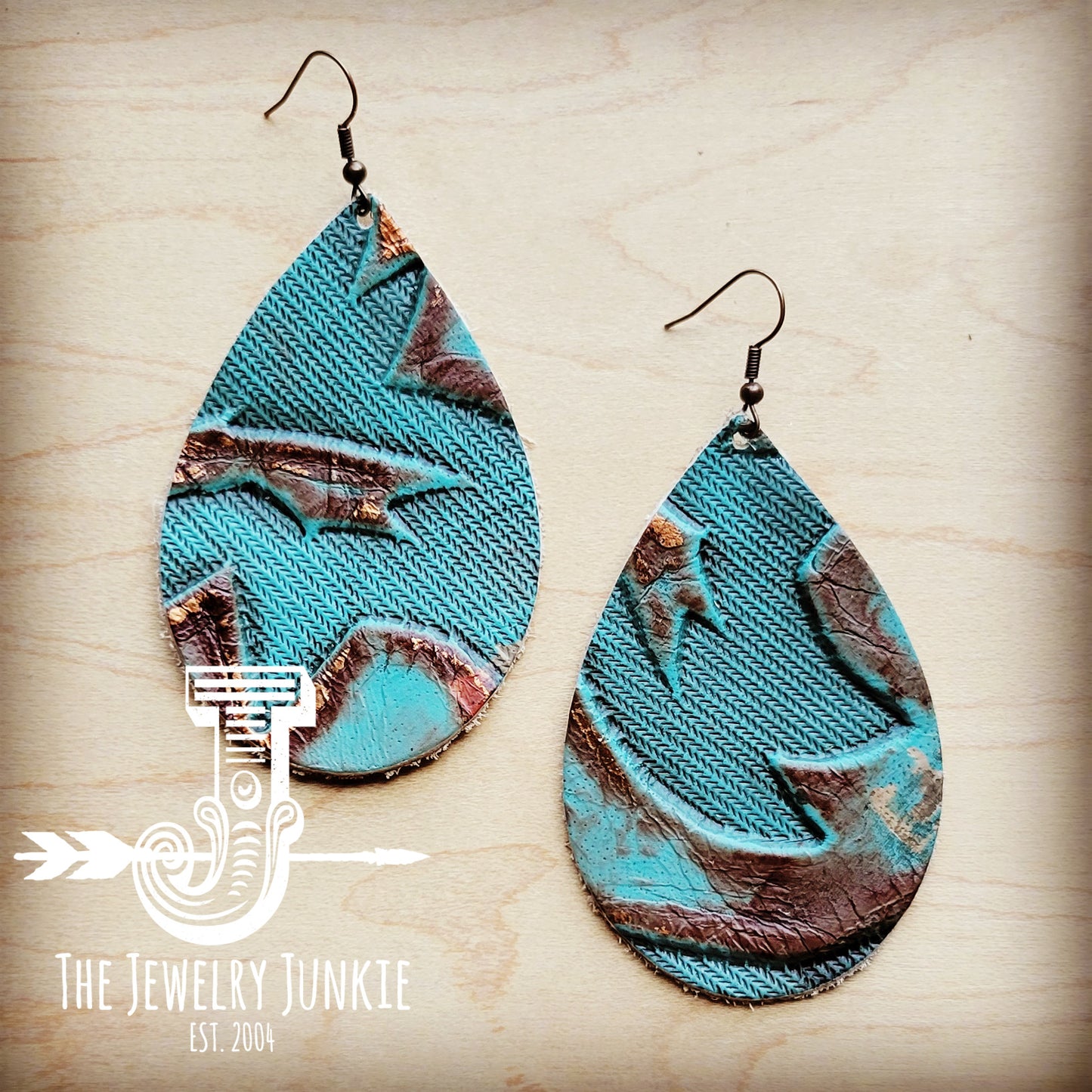 *Leather Teardrop Earring-Copper Laredo 214z