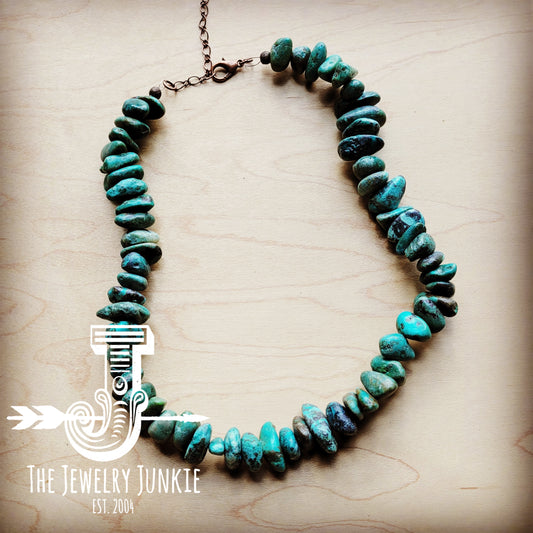 Chunky Natural Turquoise Collar Length Necklace