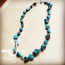 Genuine Long Natural Turquoise and Wood Layering Necklace 250w