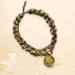 Natural Agate Collar-Length Necklace with Coin 257x