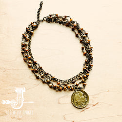 Natural Agate Collar-Length Necklace with Coin