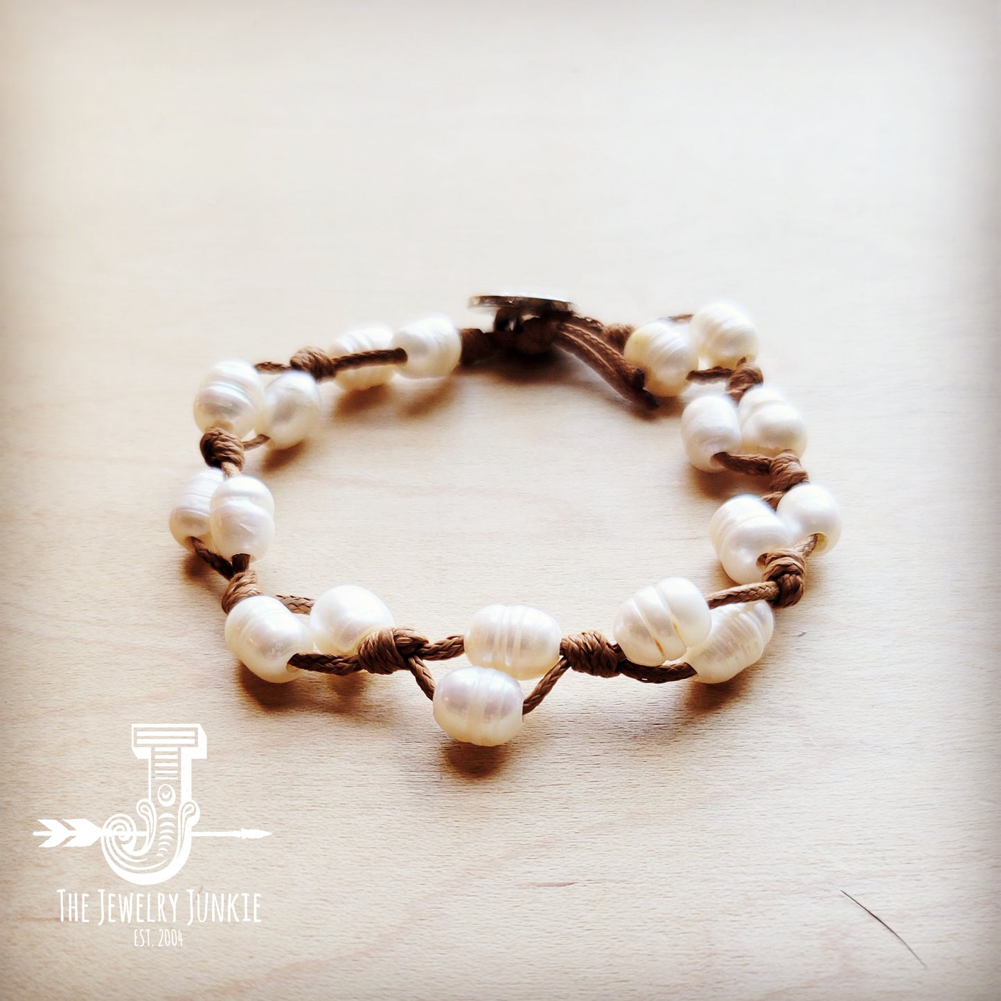 **Genuine Freshwater Pearl Double Woven Beaded Bracelet 800gc