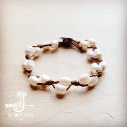 **Genuine Freshwater Pearl Double Woven Beaded Bracelet 800gc