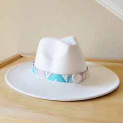 Pastel Navajo Embossed Leather Hat Band w/ Turquoise Slab 950p