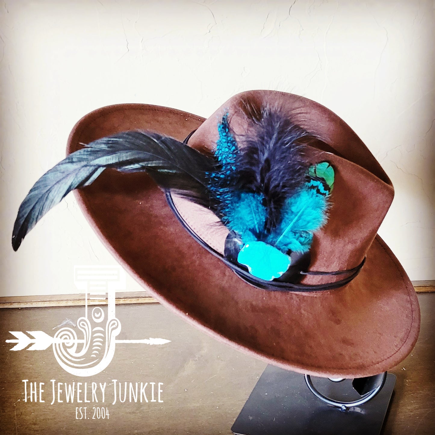 Boho Western Hat w/ Choice of Feather Hat Band-Brown 982d
