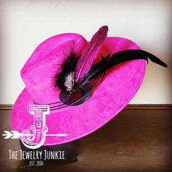 Boho Western Hat w/ Choice of Feather Hat Band-Magenta 982e