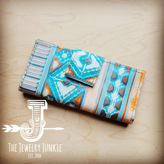 *Embossed Leather Wallet in Terracotta Navajo w/ Snap 304k