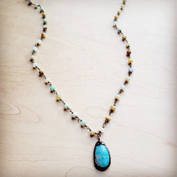 Amazonite Beaded Necklace with Antique Pendant 260n