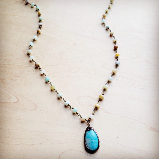 Amazonite Beaded Necklace with Antique Pendant 260n
