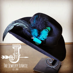 Turquoise Feather & Stone w/ Leather Hat Band (Band only) 983i