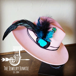 Boho Western Hat w/ Choice of Feather Hat Band-Blush 982a