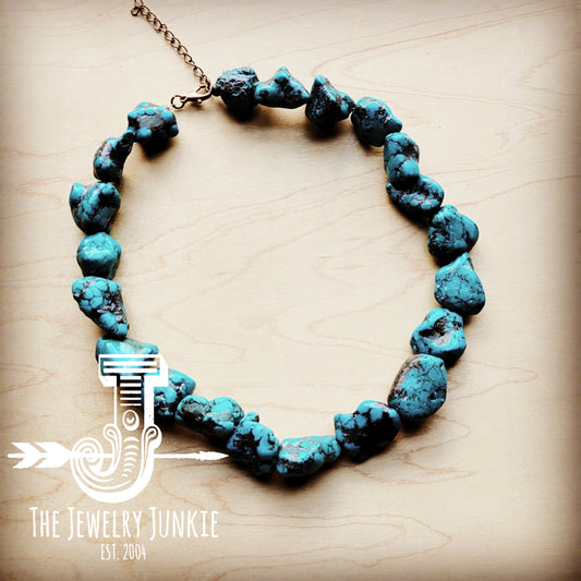 Chunky Blue Natural Turquoise Collar Length Necklace