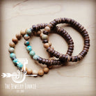 Wood and Imperial Jasper Stretch Bracelet Set of Three 