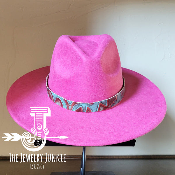 Boho Western Hat w/ Choice of Genuine Leather Hat Band-Magenta 981r