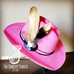 Cowgirl Western Hat w/ Choice of Feather Hat Band-Pink 982L