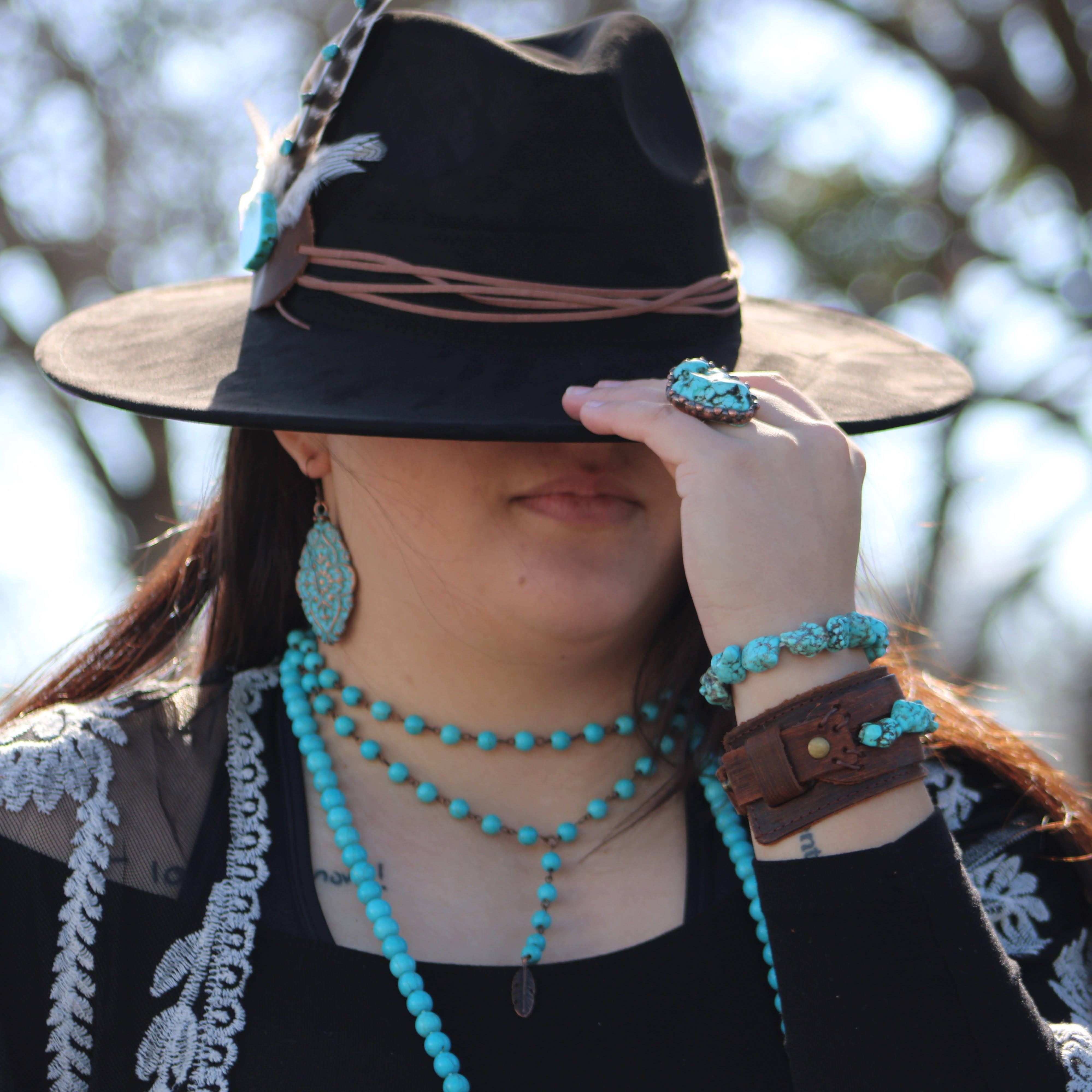 Pendant Turquoise Western Jewelry Beaded Lapis With Feather