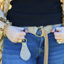 Gilded Navajo Leather Belt with Leather Fringe Closure 906L