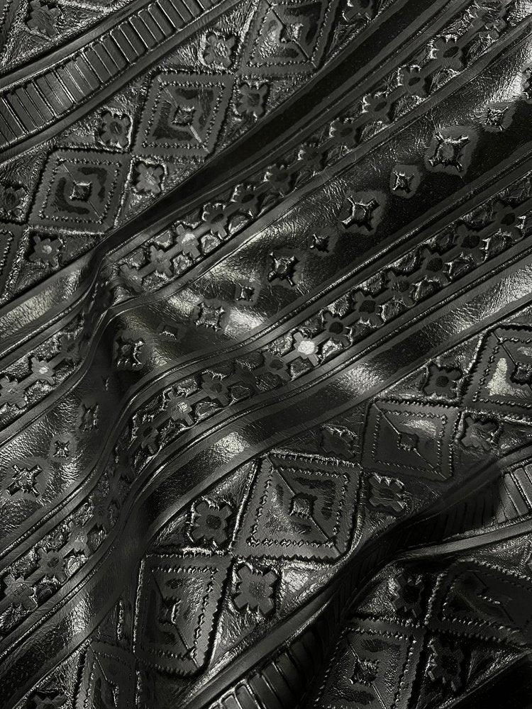 *Embossed Leather Wallet in Black Navajo w/ Snap 304m