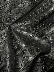 *Embossed Leather Key Chain Strap in Black Navajo 703d