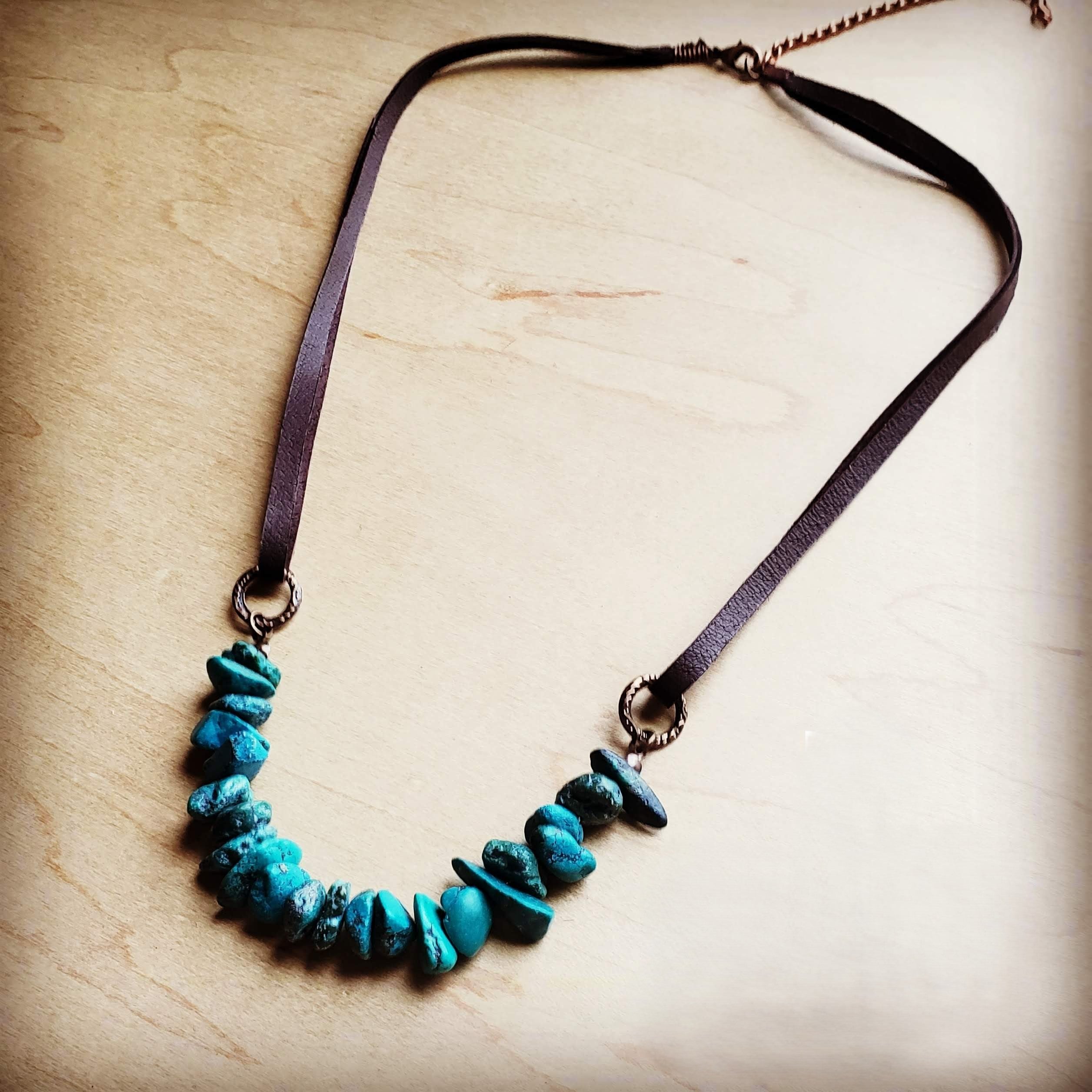Natural Turquoise with Leather Cord Necklace 250v – The Jewelry Junkie