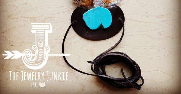 Turquoise/Black Fluffy Feather Hat Band (Band Only) 983m