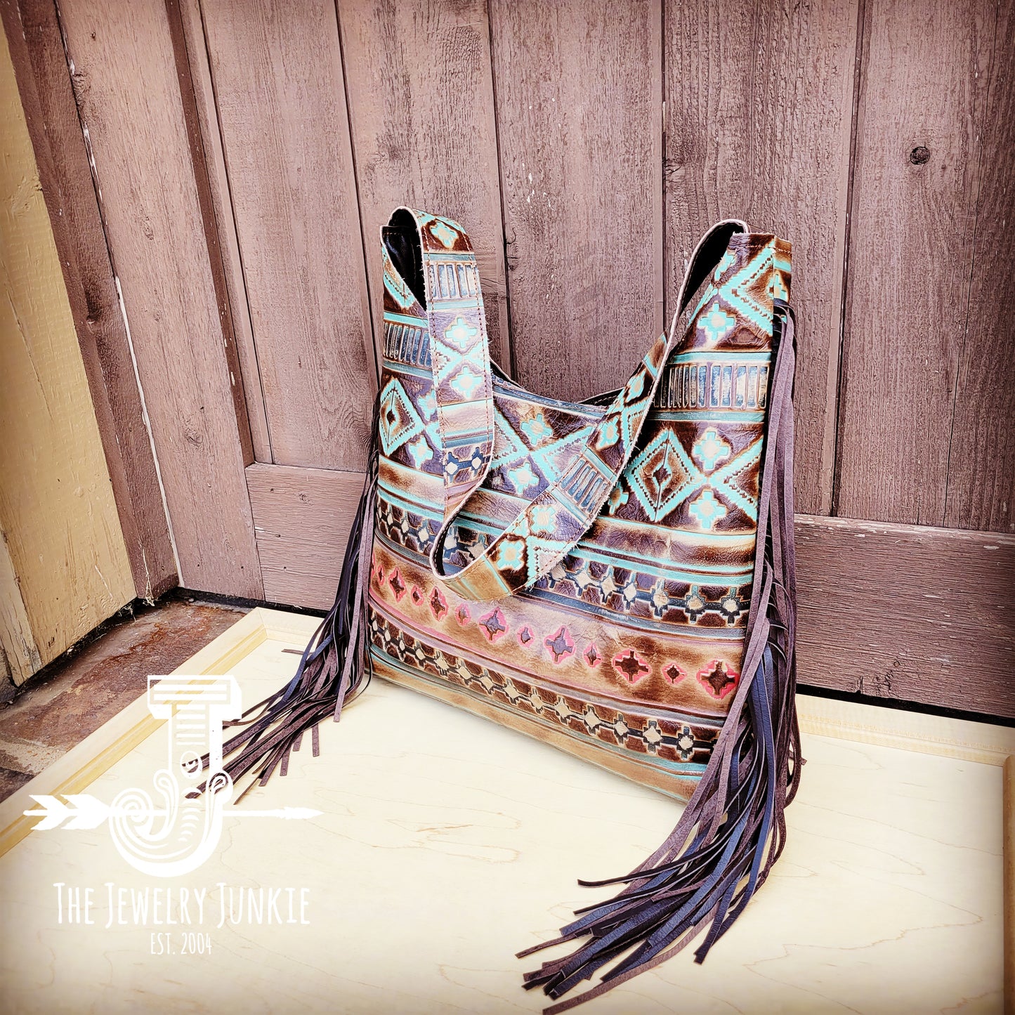 Montana Embossed Leather Hobo Handbag in Santa Fe 508L