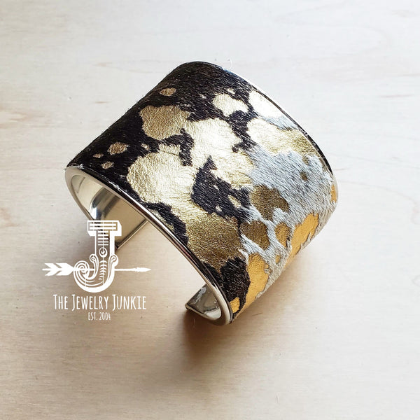 Hair-On-Hide Cuff With Gold Accents by The Jewelry Junkie