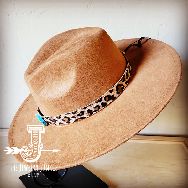 Bornea Leopard Suede Leather Hat Band Only  w/ Turquoise Slab 951q