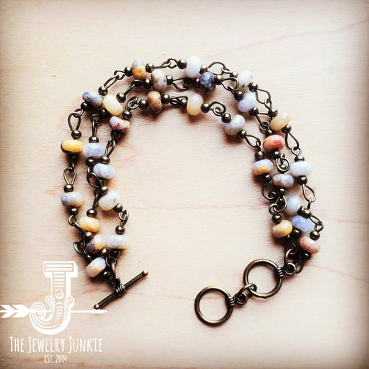 Triple Strand Natural Agate Bracelet