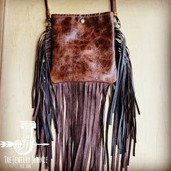 Small Crossbody Handbag w/ Santa Fe Leather Accent Full Fringe 507j