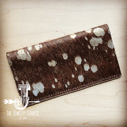 Hair-on-Hide Leather Wallet-Brown Metallic 302u