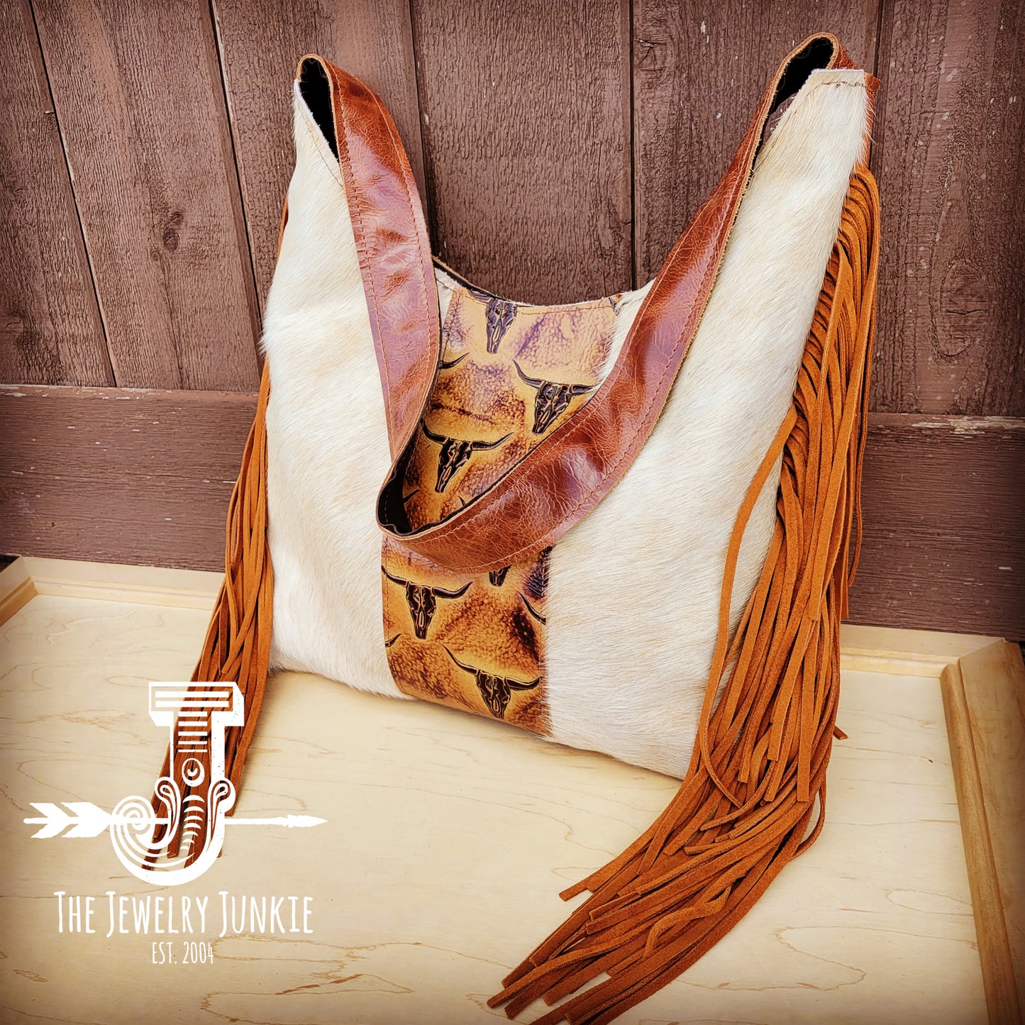 *Montana Leather Hobo Handbag Hair-on-Hide w/ Steer Accent 510d