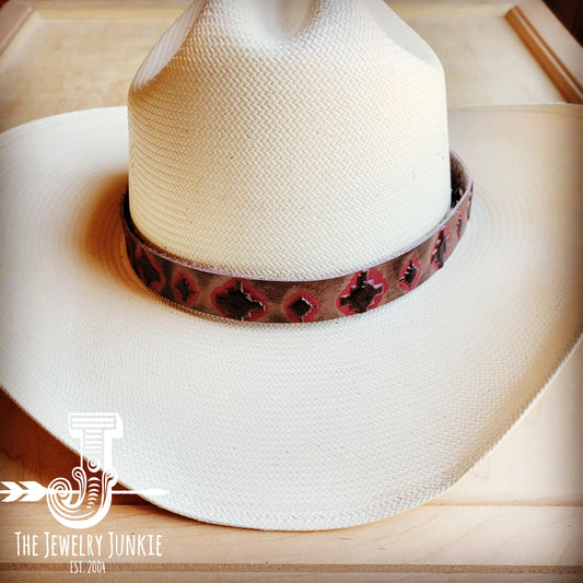 Red Navajo Embossed Leather Hat Band Only 950k
