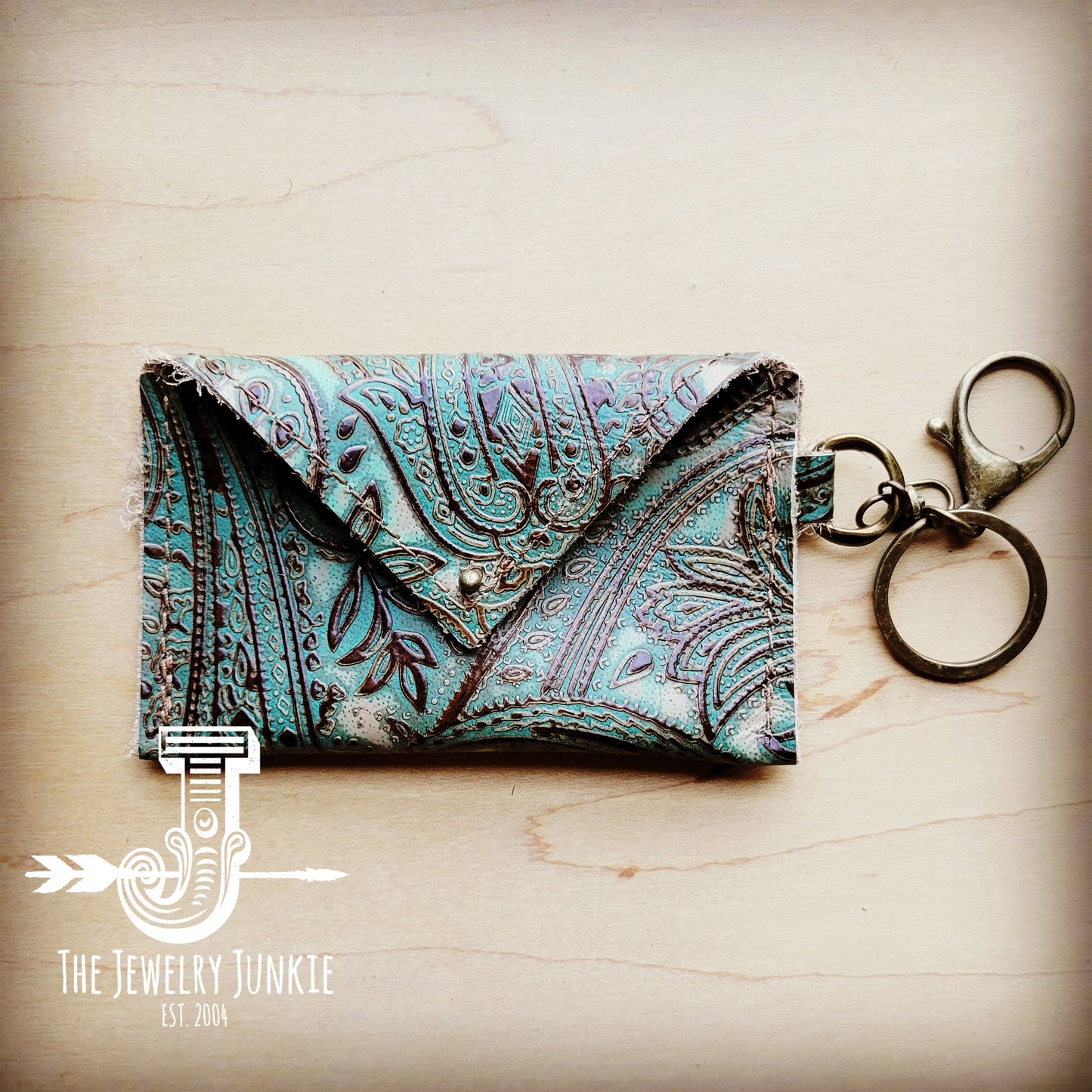 **Sierra Credit Card Wallet-Turquoise Brown Paisley 602p