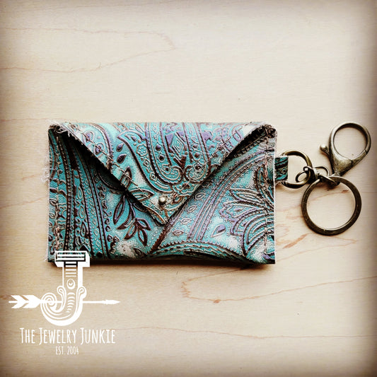 **Sierra Credit Card Wallet-Turquoise Brown Paisley 602p