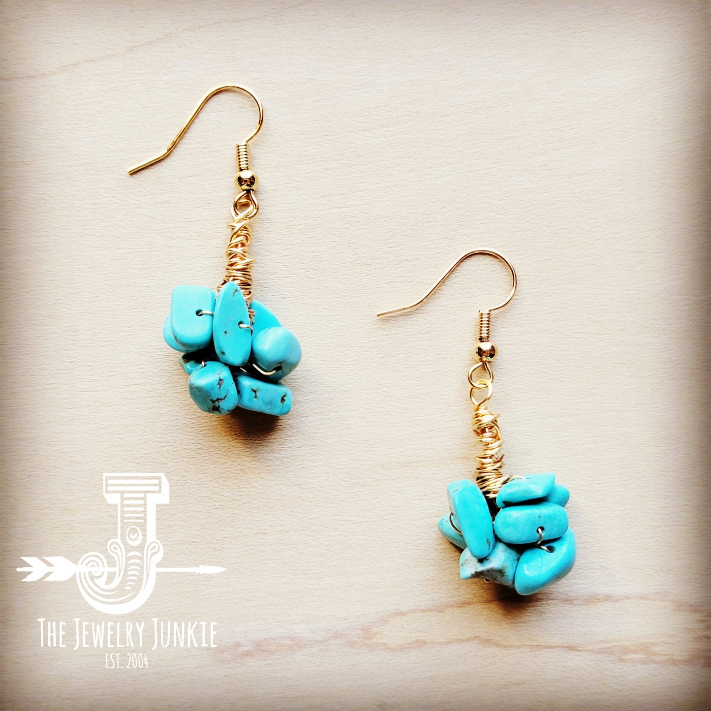 *Turquoise Chip Cluster Earrings 212a