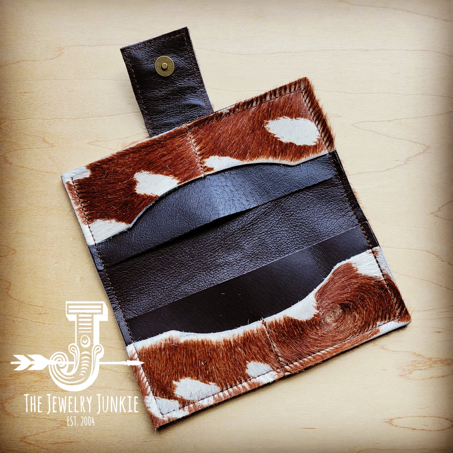 *Hair on Hide Leather Wallet in Axis Deer Print w/ Snap 302t
