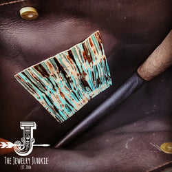 *Large Hair on Hide Box Handbag w/ Turquoise Chateau Accent 506n