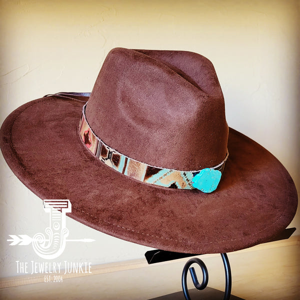 Navajo Embossed Leather Hat Band Only w/ Turquoise Slab 950e