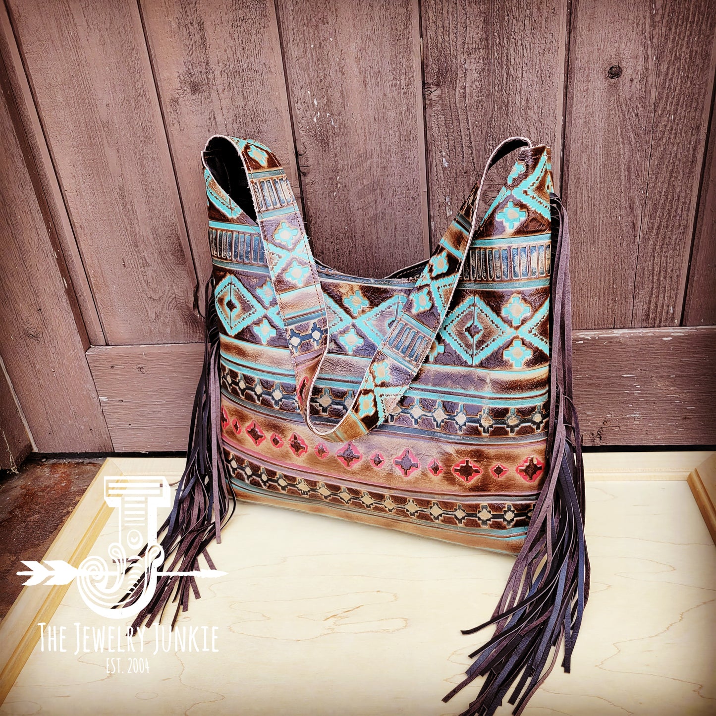 Montana Embossed Leather Hobo Handbag in Santa Fe 508L