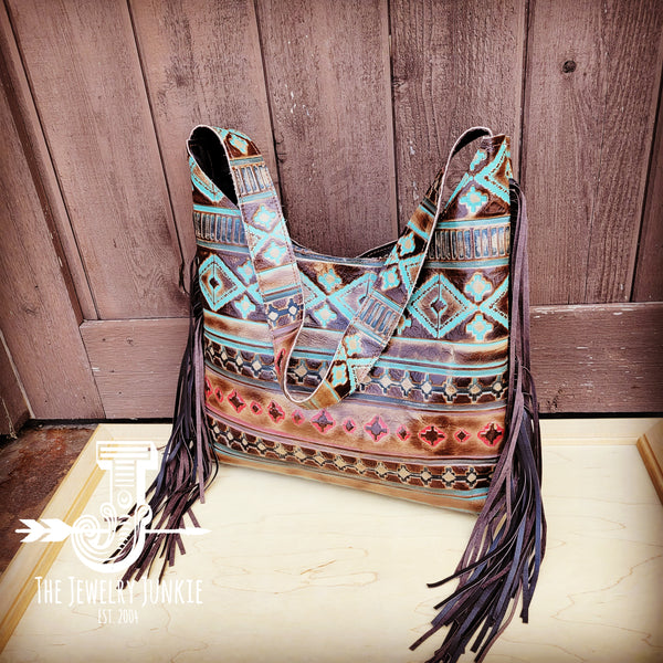 Montana Embossed Leather Hobo Handbag in Santa Fe 508L