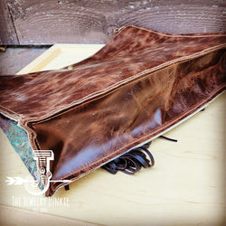 **Large Hair on Hide Box Handbag w/  Turquoise Brown Paisley 508g