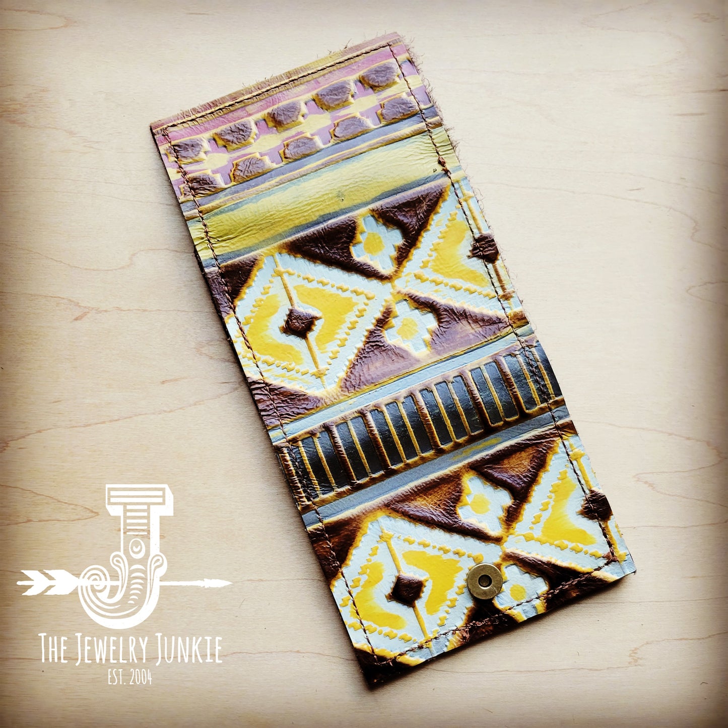 Arizona **Tri-Fold Embossed Leather Wallet-Yellow Navajo 303L