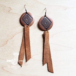 Leather Rectangle Earrings w/ Tan Suede 200m